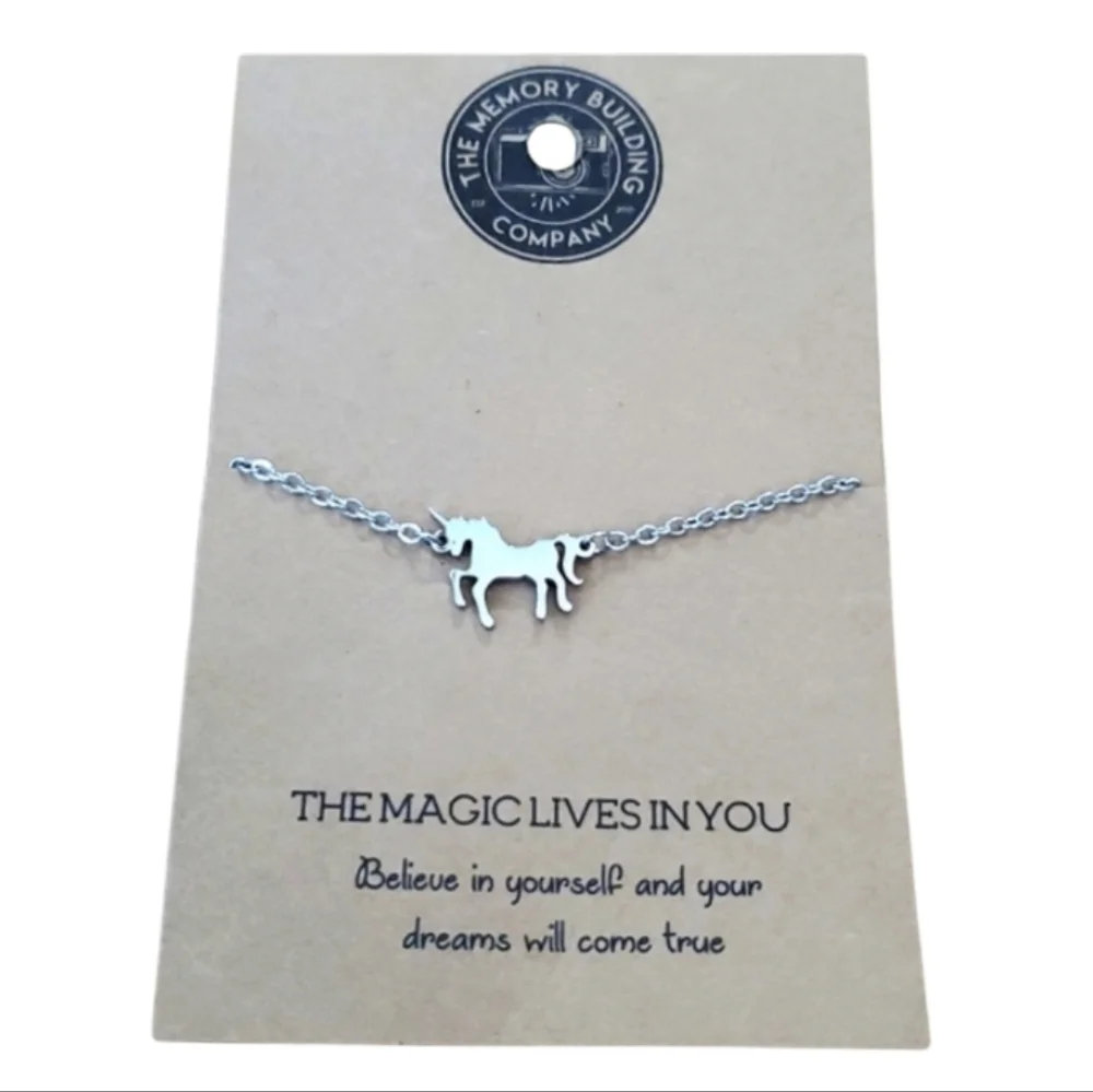 The Memory Building Co Silver Unicorn Adjustable Bracelet Believe In Yourself‎